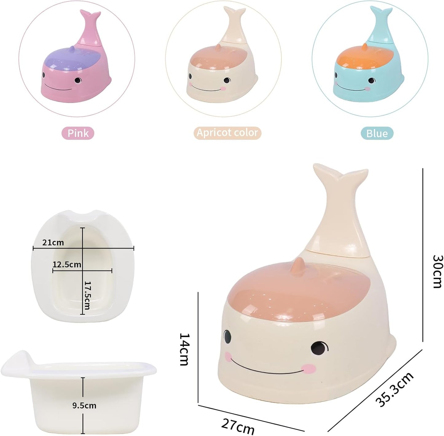 Potty Seat Baby Training Chair Boys Girls Toddler Whale Comfortable children 1-5 years old Baby toilet Animal seat with lid back potty trainer (Pink)
