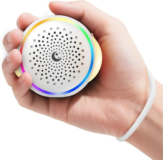 White Noise Sound Machine for Baby Sleep, 27 Soothing Sounds, Brown Noise, 24H Battery, 3 Warm Night Light Modes, 11 Color Lamp, Timer, Memory Function, Portable for Travel
