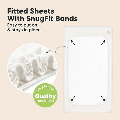 KeaBabies 2-Pack Waterproof Baby Crib Sheets for Boys,Girls -52x28 Viscose Derived from Bamboo Toddler Bed Sheet Neutral,Fitted Crib Mattress Protector Cover for Baby Bedding,Soft & Gentle(Soft White)