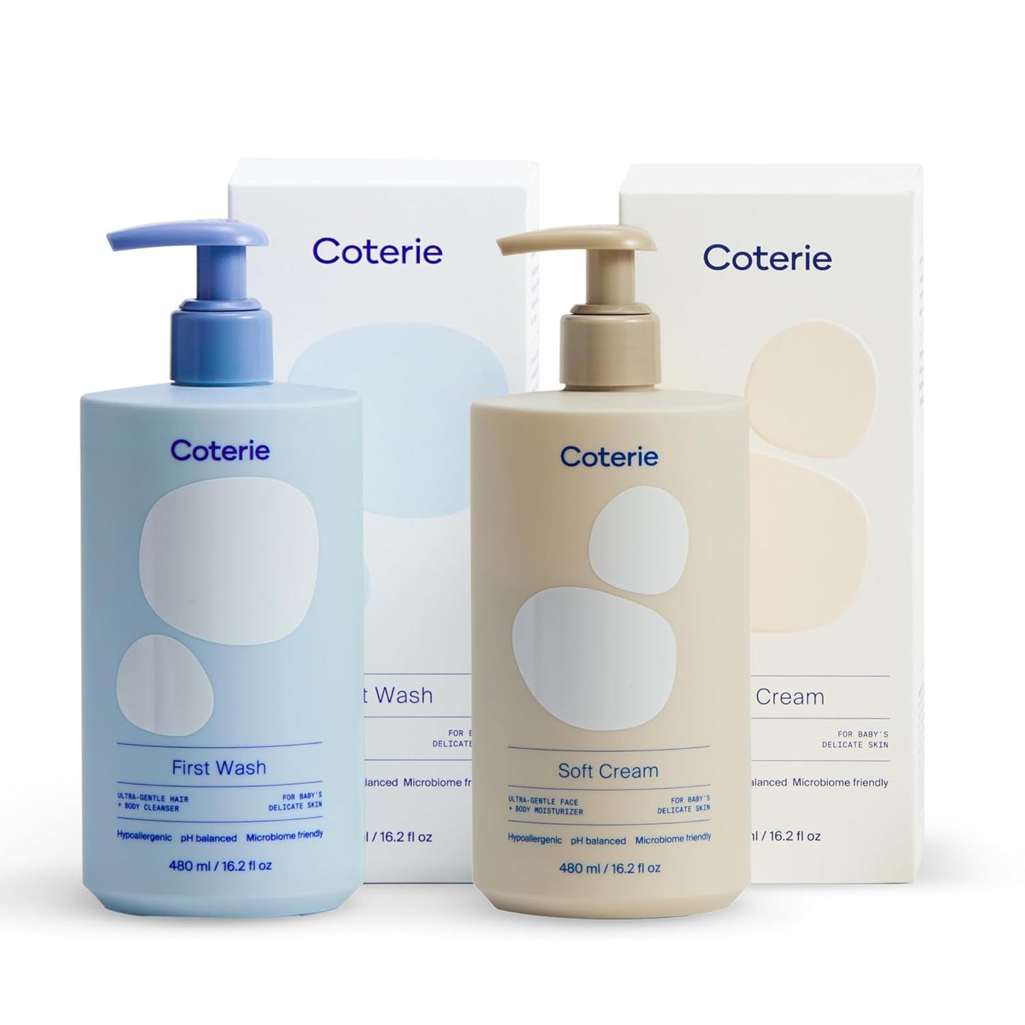 Coterie Baby Dry Skin Skincare Essentials Set | 16.2 oz Face + Body Lotion, 4.7 oz Diaper + Dry Skin Balm | Fragrance Free, Safe for Sensitive Skin, Hypoallergenic, Microbiome Friendly, Eczema Safe