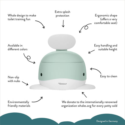 Kindsgut Whale Potty Training Toilet – Ergonomic Toddler Potty for Boys & Girls, Designed in Germany, Non-Slip & Easy Clean, Pigeon Blue