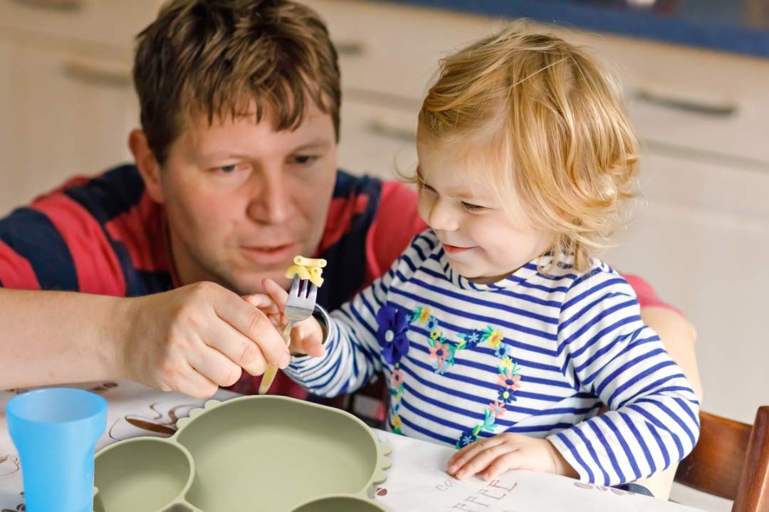 Linowos Silicone Suction Plate for Toddlers - Self Feeding Training Divided Plate Dish and Bowl for Baby and Toddler, Fits for Most Highchairs Trays, BPA Free Microwave Dishwasher Safe