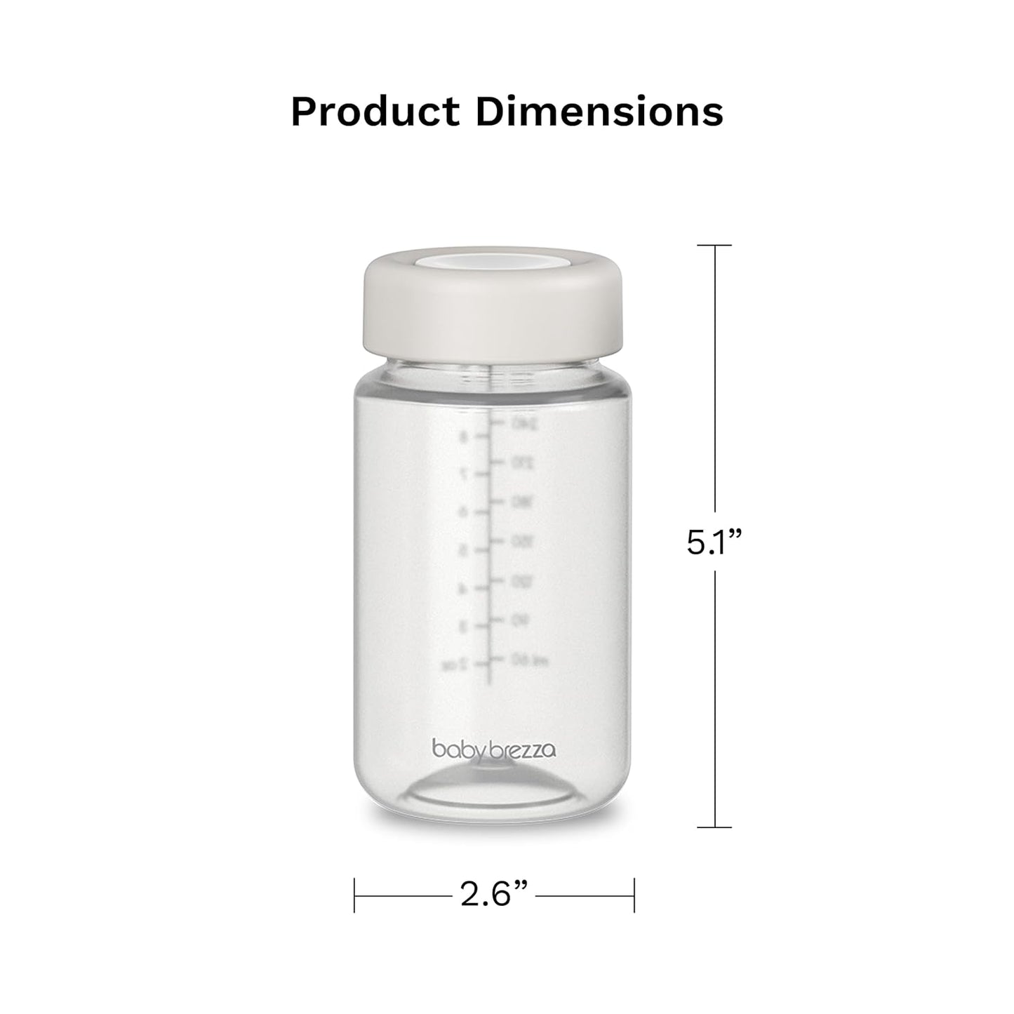 Baby Brezza Replacement Breastmilk Cooler Storage Bottles, Plastic, 10 oz, 4-Pack