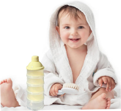 2 PCS 5 Layers Baby Milk Powder Pots, Formula Dispenser Portable Milk Powder Formula Dispenser Container Pot Box Milk Cans Snack Storage Box for Travel(Yellow +Yellow)
