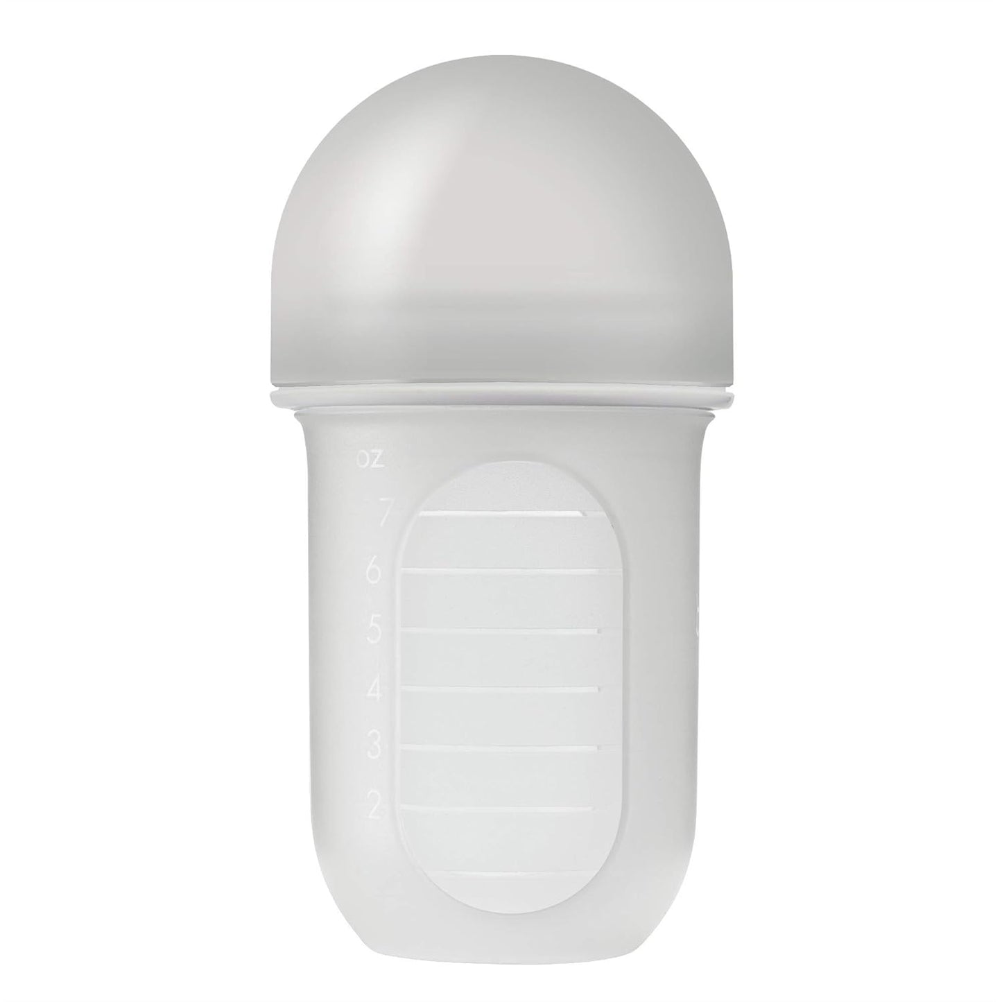 Boon Nursh Reusable Silicone Baby Bottle with Collapsible Silicone Pouch Design - Everyday Baby Essentials - Stage 2 Medium Flow Baby Bottles - Gray - 8 Oz