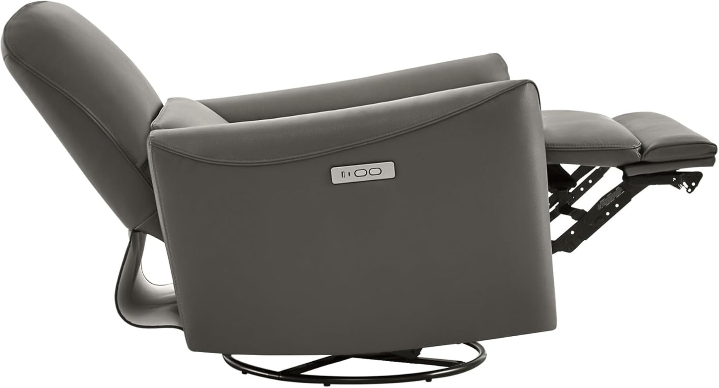 CHITA Power Recliner Chair Swivel Glider, FSC Certified Upholstered Living Room Nursery Reclining Sofa Chair with Lumbar Support, Linen