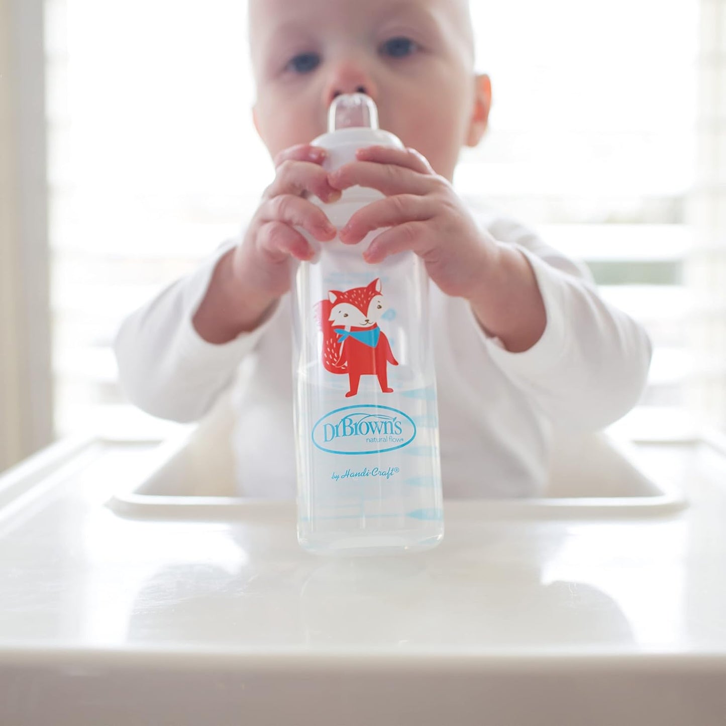 Dr. Brown's Milestones Narrow Sippy Bottle, 100% Silicone Soft Sippy Spout, 8oz/250mL, Flamingo & Bunny, 6m+