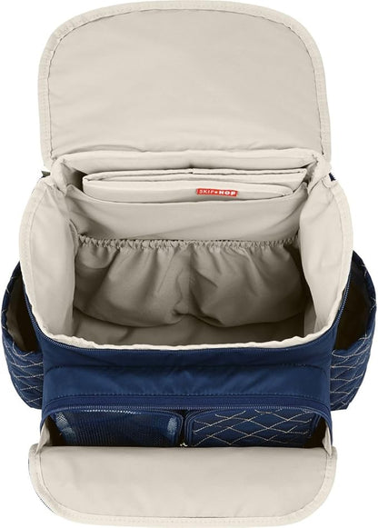 Skip Hop Diaper Bag Backpack: Forma, Multi-Function Baby Travel Bag with Changing Pad & Stroller Attachment, Navy