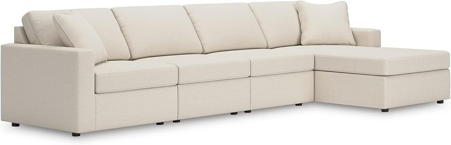 Signature Design by Ashley Modmax Coastal Press-Back Swivel Glider Rocker Recliner with Machine Washable Cover, Hidden Storage Compartments and 2 Bolster Pillows, Beige - Colors B