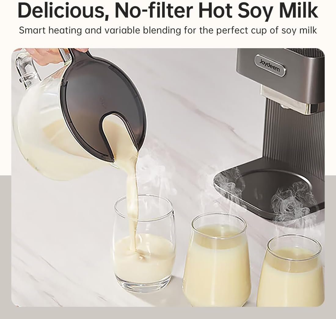 Joydeem Automatic Soymilk Maker Machine, Hot Cooking Blender for Soymilk, Nutmilk, Paste, Baby Food and Juice, 300-600ml Adjustable Capacity, Gray, JD-PB270, 800W