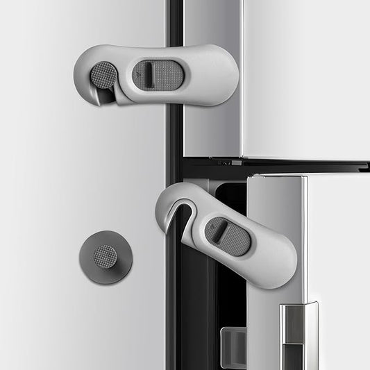 5-Pack Child Proof Refrigerator Lock with 3M Adhesive, Baby Child Safety Cabinet Locks, Kids Safety Fridge Locks for Oven Drawers Freezer Door Latches- Grey