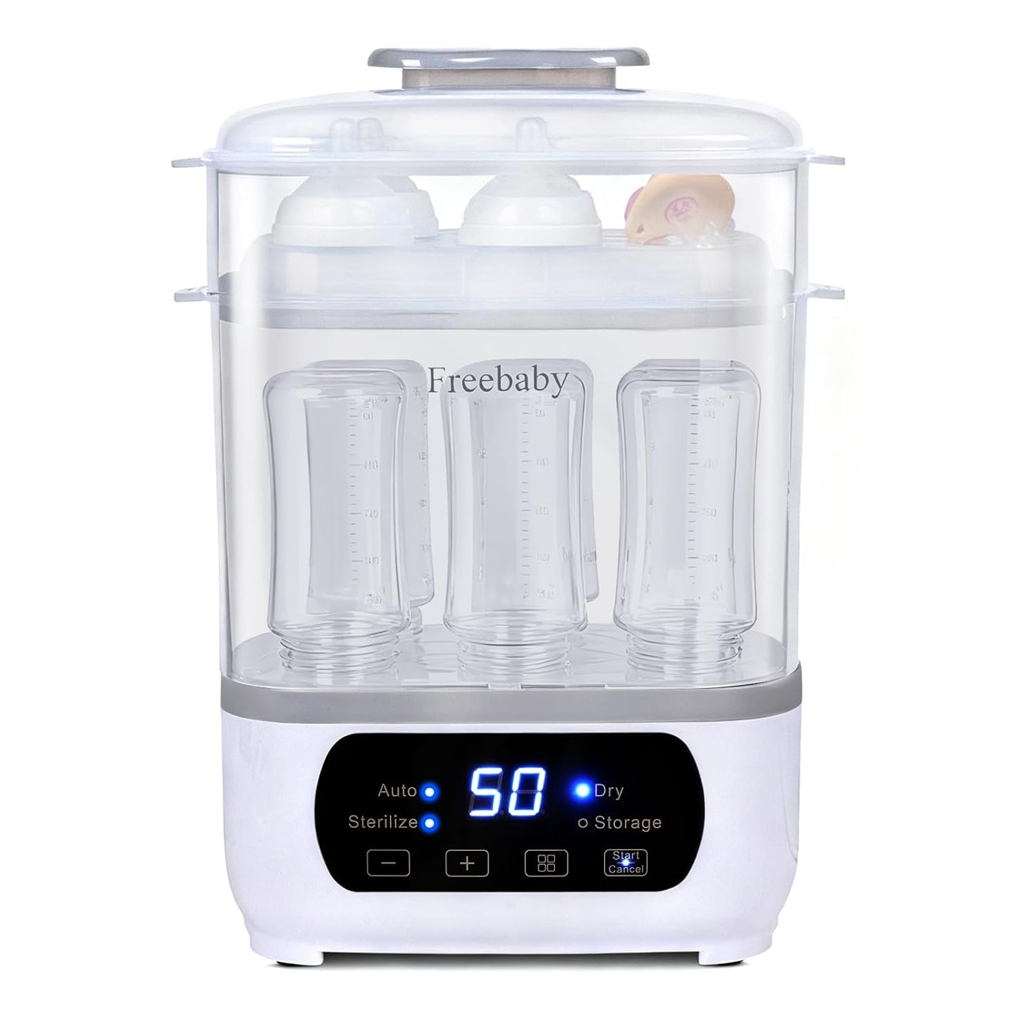 Freebaby Baby Bottle Sterilizer and Dryer,4 in 1 Electric Steam Sanitizer and Dryer for All Baby Bottle,Bottle Sanitizer for Pacifiers&Breast Pump Accessories,8 Bottles Capacity