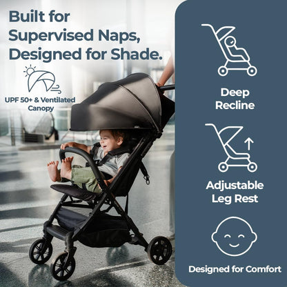Inglesina Quid 2 Stroller - Midnight Blue - Ultra Compact Lightweight Travel Stroller, Babies and Toddlers, Airplane Overhead, Foldable, Reclining Seat, Collapsible Canopy, 3 Months - 50 lbs, BPA Free