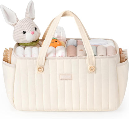 Baby Diaper Caddy Organizer for Wipes, Diapers Storage Basket with Handle, Car Caddy Organizer Boy & Girl & New Parent Gift, Baby Shower, Newborn Essentials, Nursery Bin Soft Large Tote Bag