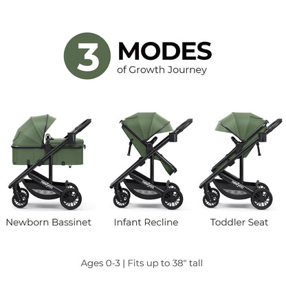 newyoo Infant Stroller with Bassinet Mode, Nestro 516M, Convertible Baby Strollers with Reversible Seat & Cup Holder, Coches para Bebes, 2-in-1 Rear-Facing Pram, Warm Taupe