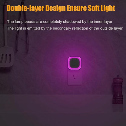 YUNLEX 2 Pack Plug in Pink Night Light for Girls, Dimmable Nursery Light with Dusk to Dawn Sensor, Gentle Eye-Caring Glow for Midnight Feedings, Kids Room, Princess-Themed Bedroom, Bathroom, Hallway
