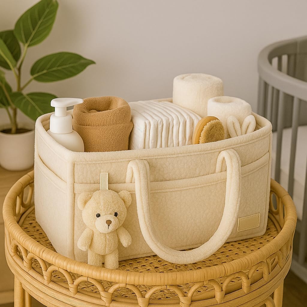Smoochie Baby Diaper Caddy Organizer, Diaper Storage Basket for Nursery and Organization, Stylish Storage Basket for Newborn, Diapers Station, Gift for Baby Shower and Registry Must-Have