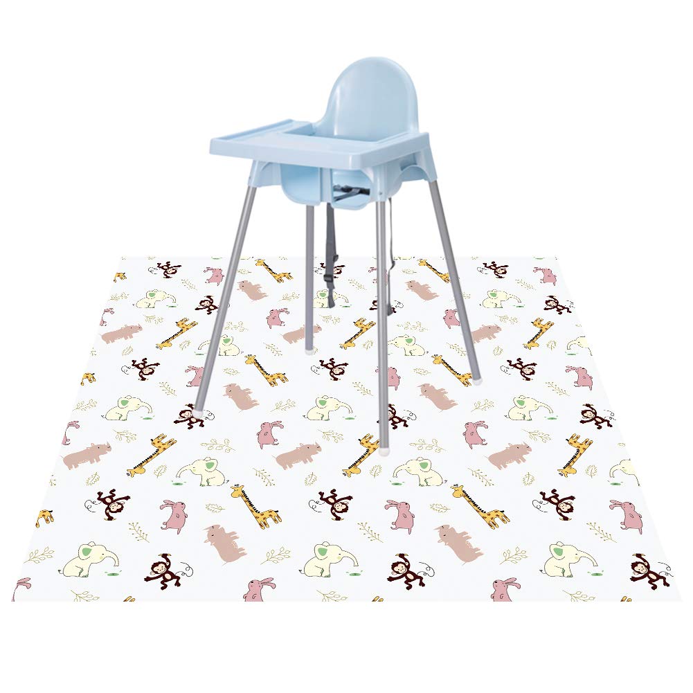 Splat Mat for Under High Chair/Arts/Crafts by CLCROBD, 51" Baby Anti-Slip Food Splash and Spill Mat for Eating Mess, Waterproof Floor Protector and Table Cloth