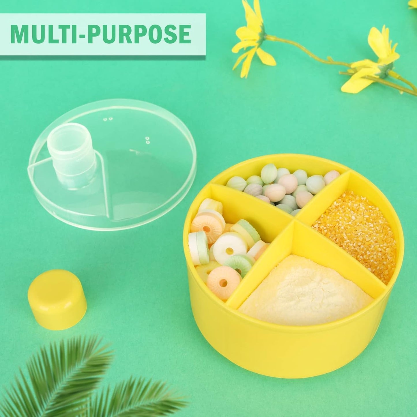 Accmor Formula Dispenser On The Go, Non-Spill Rotating Four-Compartment Formula Container to Go, Milk Powder Snack Storage Container for Infant Toddler Travel Outdoor, Green