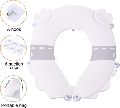 Portable Potty Training Seatï Upgraded Non-Slip-Anti pinch buttocks, No need to disassemble and install every time, saving a lot of time for Toddlers & Kids, Suitable for multi shaped toilets (Pink)