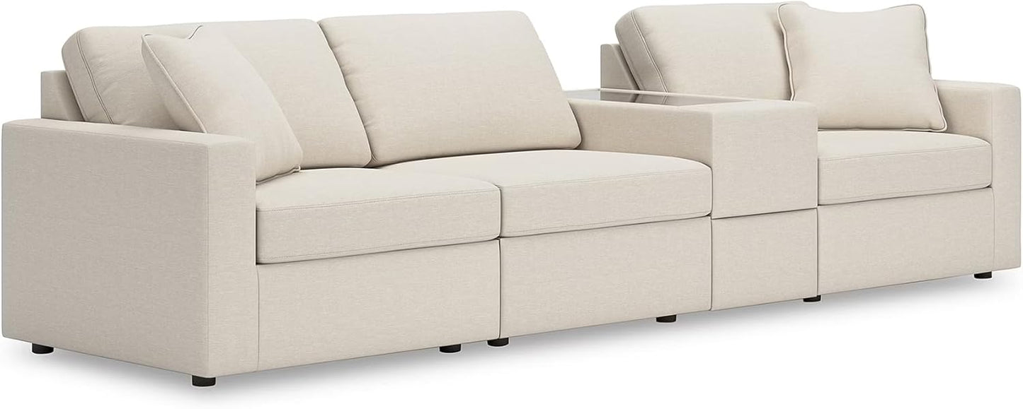 Signature Design by Ashley Modmax Coastal Press-Back Swivel Glider Rocker Recliner with Machine Washable Cover, Hidden Storage Compartments and 2 Bolster Pillows, Beige - Colors B