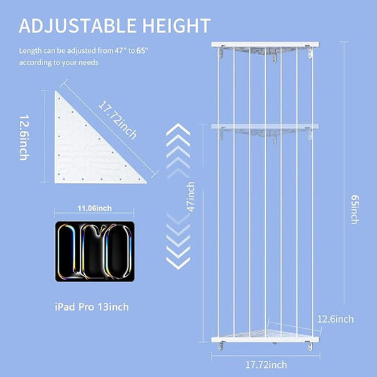 Corner Stuffed Animal Storage for Kids Room - Length Adjustable Wall Stuffed Animal Organizer - Plush Toy Holder Shelf for Nursery Playroom Bedroom (White)