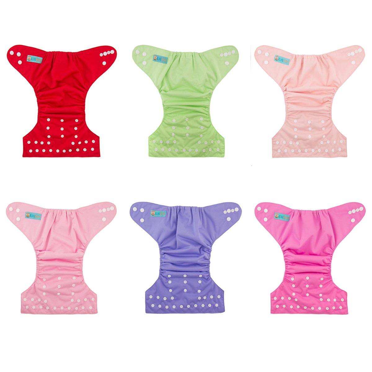 ALVABABY Baby Cloth Diapers 6 Pack with 12 Inserts Cloth Diaper Covers Adjustable Washable Reusable for Baby Girls and Boys