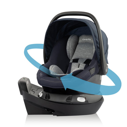 Evenflo Revolve180 LiteMax NXT Rotating Rear-Facing Lightweight Preemie and Infant Car Seat 3-30lbs. with SensorySoothe. Easy Install with Base (Agate Purple)