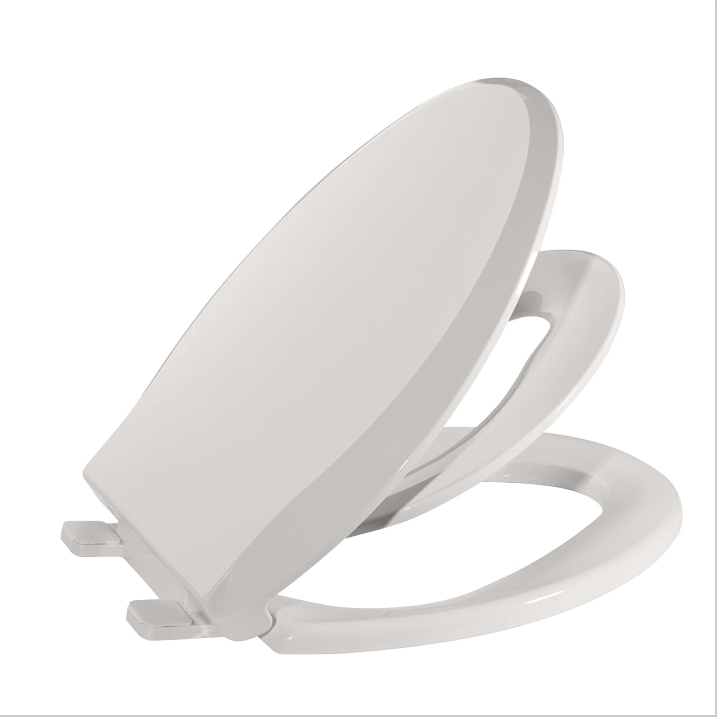 17" White Round Toilet Seat for Adult and Child, Built-In Potty Training Seat with Soft Quiet Close Non-Slip Design, Magnetic Kids Seat and Cover for Round/Oval Toilets, Easy to Install and Clean