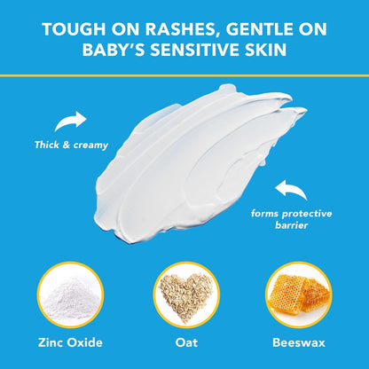 Triple Paste Diaper Rash Cream for Baby - 8 Oz Tub – Zinc Oxide Ointment Treats, Soothes & Prevents Diaper Rash, Pediatrician-Recommended Hypoallergenic Formula, Baby Essentials for Daily & Overnight