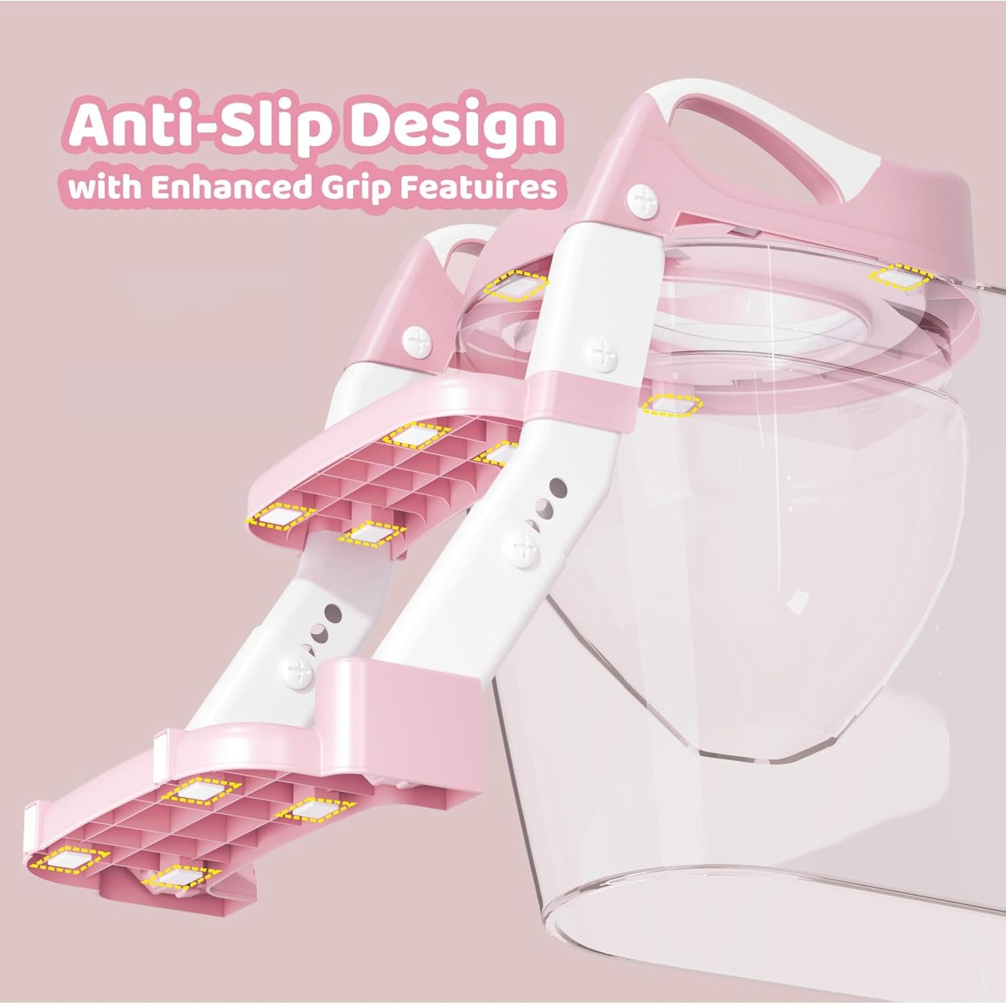 3-in-1 Potty Training Seat & Training Toilet & Potty Chair, Height AdjustableToddler Toilet Seat for Kids, Foldable Potty Training Toilet with Splash Guard & Anti-Slip Steps (Gray)