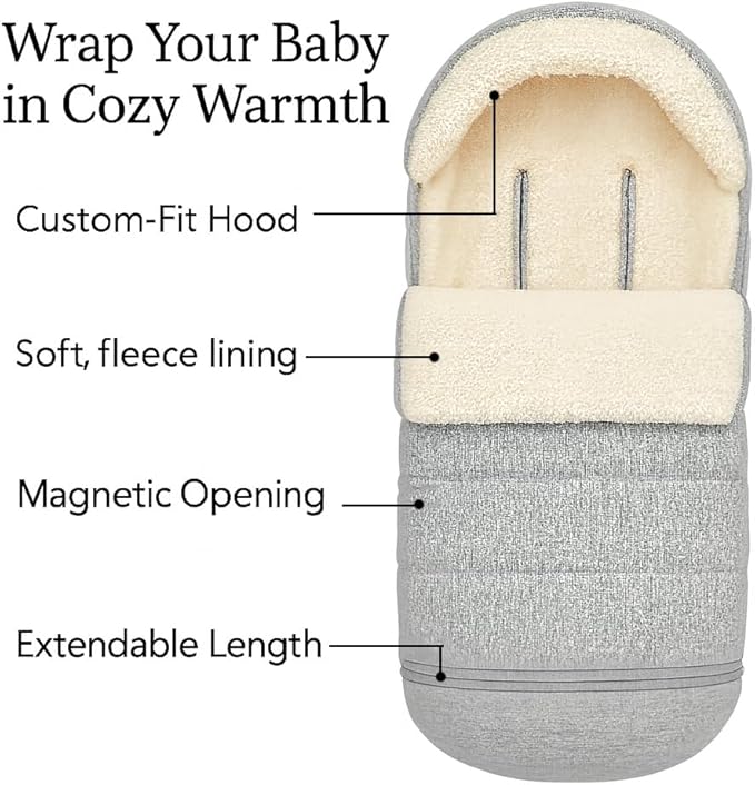 Stroller Footmuff Bunting Bag for Winter – Universal Stroller Cover for Cold Weather, Compatible with UPPAbaby Vista V2 / V3 / Vista/Cruz/Cruz V2 / RumbleSeat/Ridge/Minu – Storage Bag Included