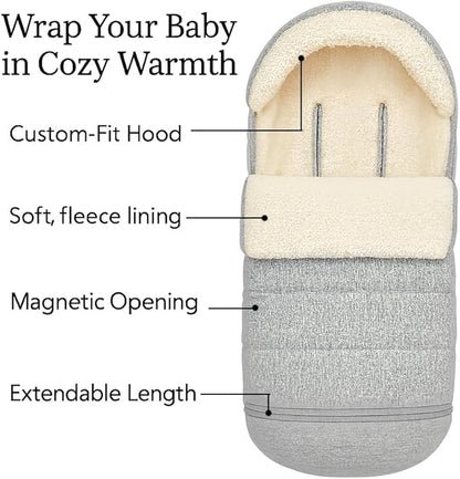 Stroller Footmuff Bunting Bag for Winter – Universal Stroller Cover for Cold Weather, Compatible with UPPAbaby Vista V2 / V3 / Vista/Cruz/Cruz V2 / RumbleSeat/Ridge/Minu – Storage Bag Included