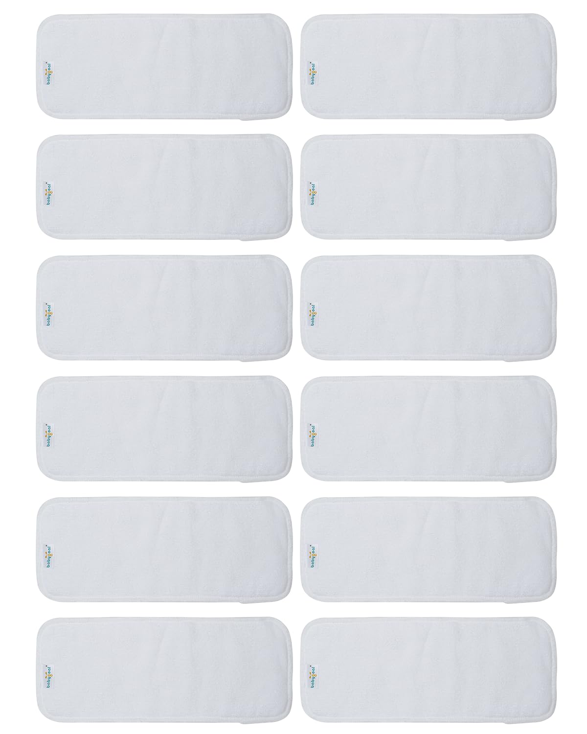 Babygoal Reusable Cloth Diaper Inserts Pack of 12, Absorbent & Breathable Liners, 3-Layer Microfiber Inserts for Cloth Diapers