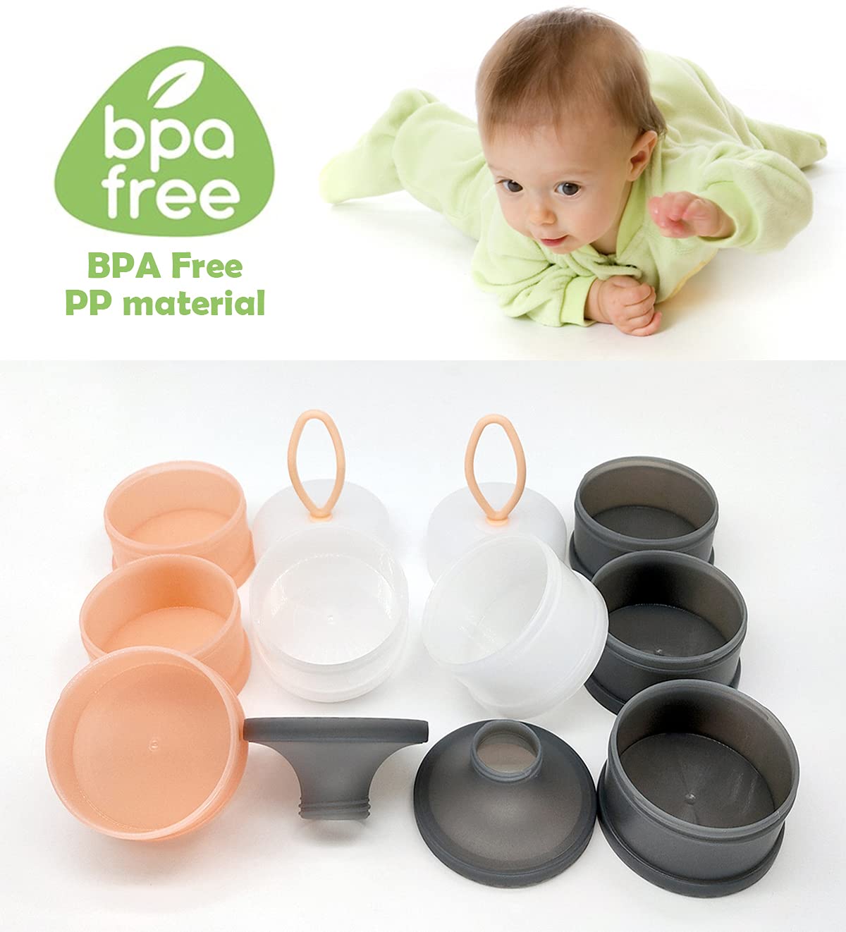 Baby Formula Dispenser, Formula Container, BPA Free, 4 Layers, Baby Feeding Travel Storage Container, Portable Milk Powder Dispenser Container, Non-Spill Stackable Baby Snack Storage Container