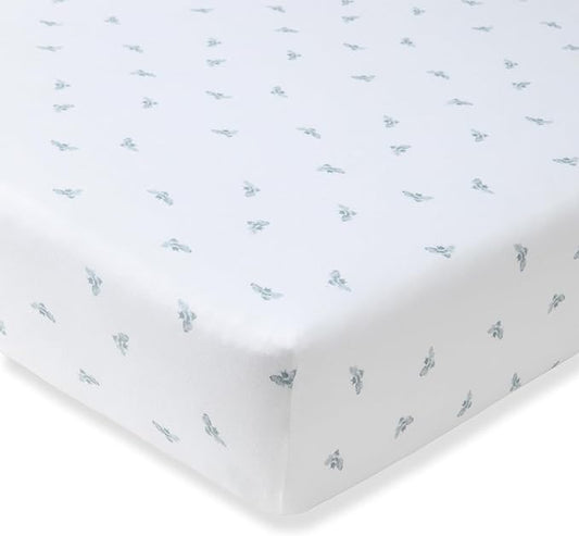 Burt's Bees Baby Essential Organic Cotton Fitted Crib Sheet, Breathable for Boy Girl Standard Crib & Toddler Mattresses
