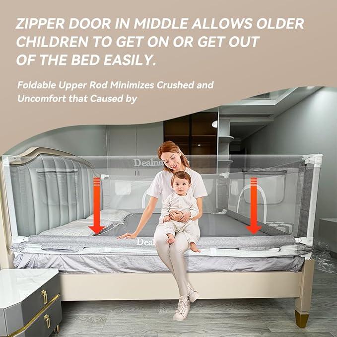 Bed Rail for Toddlers and Kids, 38" Adjustable Safety Bed Guard with 28 Height Gears,Universal Bedside Rail Fit Twin/Full/Queen/King/Cal King Mattresses