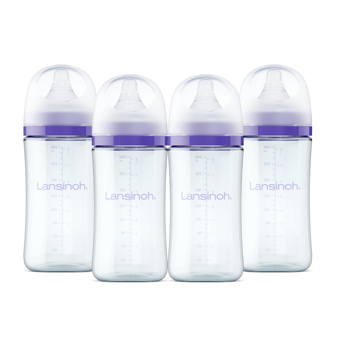 Lansinoh Anti-Colic Glass Baby Bottles, 5 Ounces, 4 Count, Includes 4 Extra Slow Flow Nipples (Size XS, Newborn), Baby Essentials