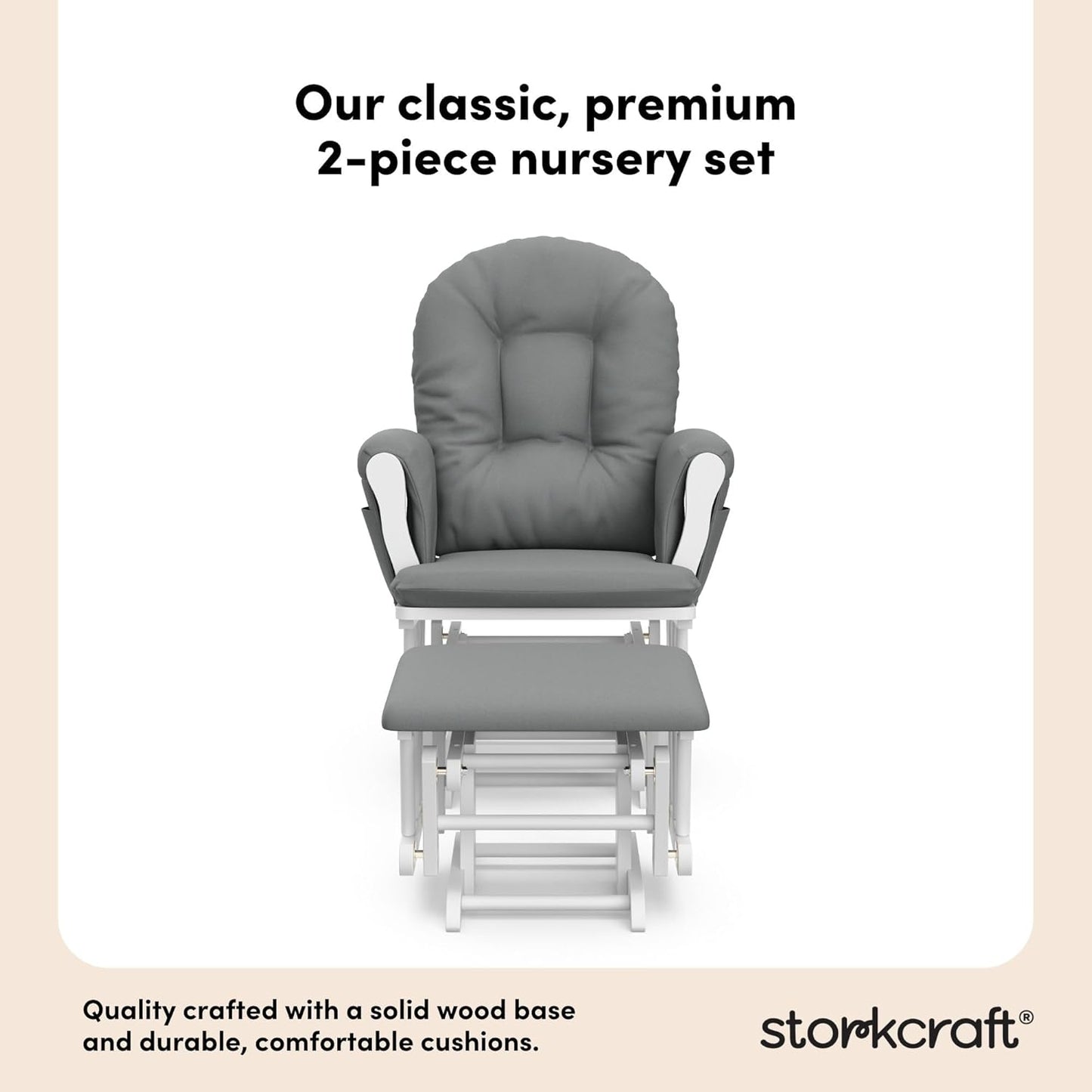 Storkcraft Premium Hoop Glider & Ottoman (Natural/Pink) — GREENGUARD Gold Certified Nursery Glider, Solid Wood Craftsmanship, Smooth-Gliding Nursery Chair and Ottoman, Award-Winning - Colors B