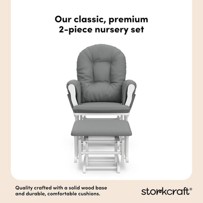 Storkcraft Premium Hoop Glider & Ottoman (Natural/Pink) — GREENGUARD Gold Certified Nursery Glider, Solid Wood Craftsmanship, Smooth-Gliding Nursery Chair and Ottoman, Award-Winning - Colors B