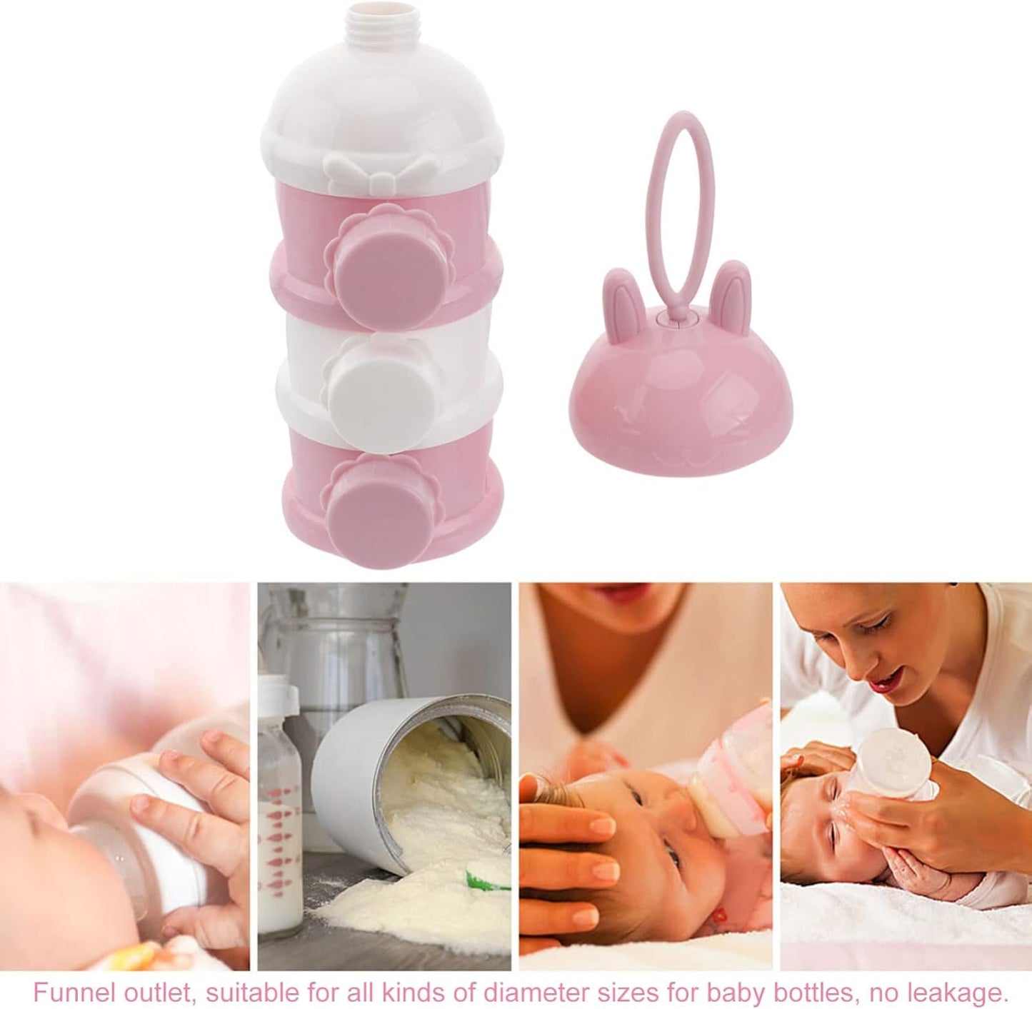 Kisangel Stackable Formula Dispenser 3 Layer Baby Milk Powder Dispenser Travel Milk Powder Container for Non- Spill Portable Home Storage