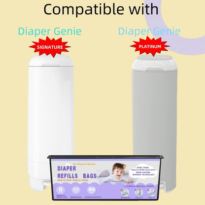 Diaper Easy Roll Refill Bags, Diaper Pail Refills, Holds Up to 7000 Newborn Diapers, Superior Odor Control, Compatible with Genie Easy Roll, 5 Packs Signature & Platinum Pails