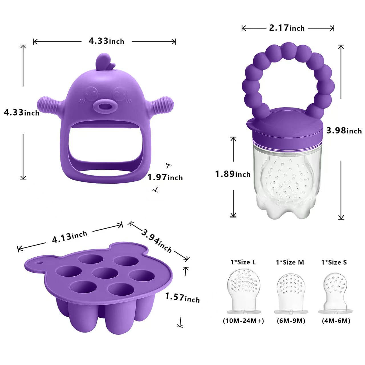 3-in-1 Baby Food & Fruit Feeder Set – Breastmilk Popsicle Mold with Freezer Tray, Teething Relief Toy, BPA Free Infant Silicone Feeding Combo, 3 Bonus Sizes (S/M/L) Sacs (Olive Green)