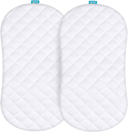 Bassinet Mattress Pad Cover for BCOL and bonbay Baby Bassinet Bedside Sleeper, 2 Pack, Waterproof Quilted Ultra Soft Surface