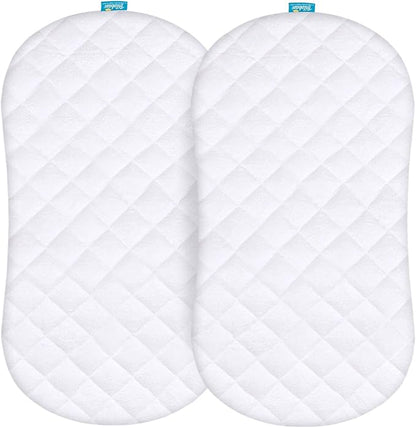 Bassinet Mattress Pad Cover Compatible with Halo BassiNest Swivel Sleeper, 2 Pack, Waterproof Quilted Ultra Soft Surface, Breathable and Easy Care