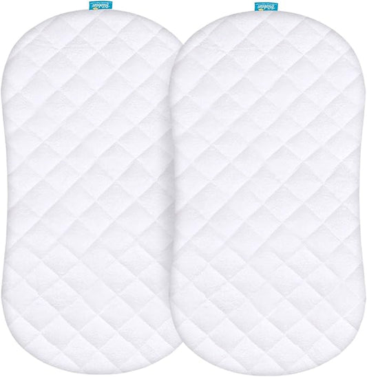 Bassinet Mattress Pad Cover Compatible with Halo BassiNest Swivel Sleeper, 2 Pack, Waterproof Quilted Ultra Soft Surface, Breathable and Easy Care