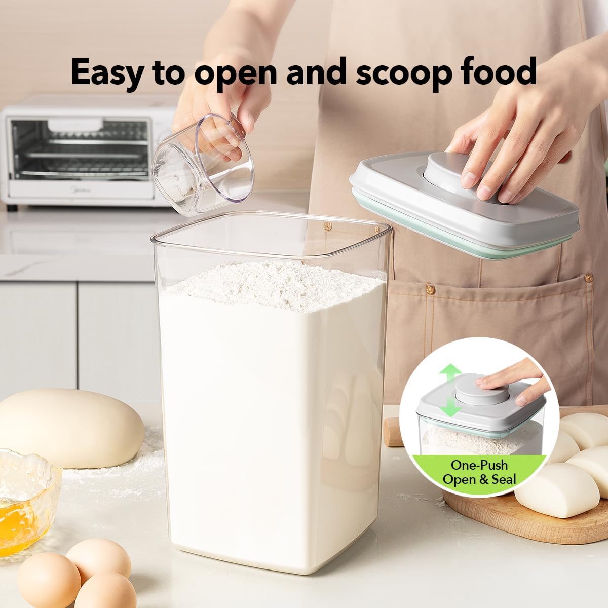 Ankou Formula Container - 1700ml Airtight Formula Dispenser One Button Handy Milk Powder Container BPA-Free Storage Containers with Scoop and Scraper Transparent 730g