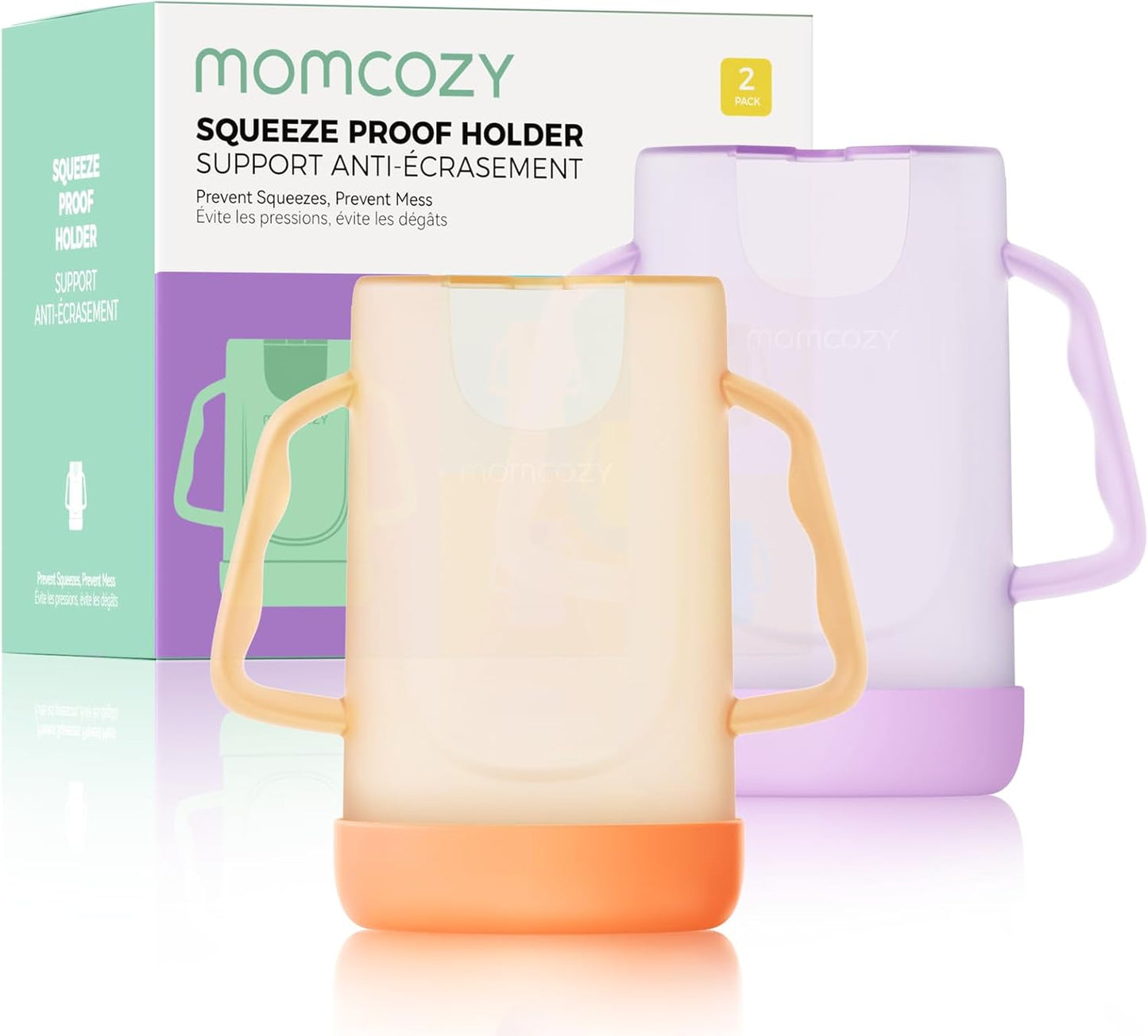 Momcozy Baby Pouch Holder No Squeeze, Baby Food & Juice Box Holder, Mess-Free, Easy Grip for Self-Feeding, BPA-Free & DEHP-Free, Must-Have for Babies, Green