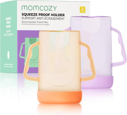 Momcozy Baby Pouch Holder No Squeeze, Baby Food & Juice Box Holder, Mess-Free, Easy Grip for Self-Feeding, BPA-Free & DEHP-Free, Must-Have for Babies, Green
