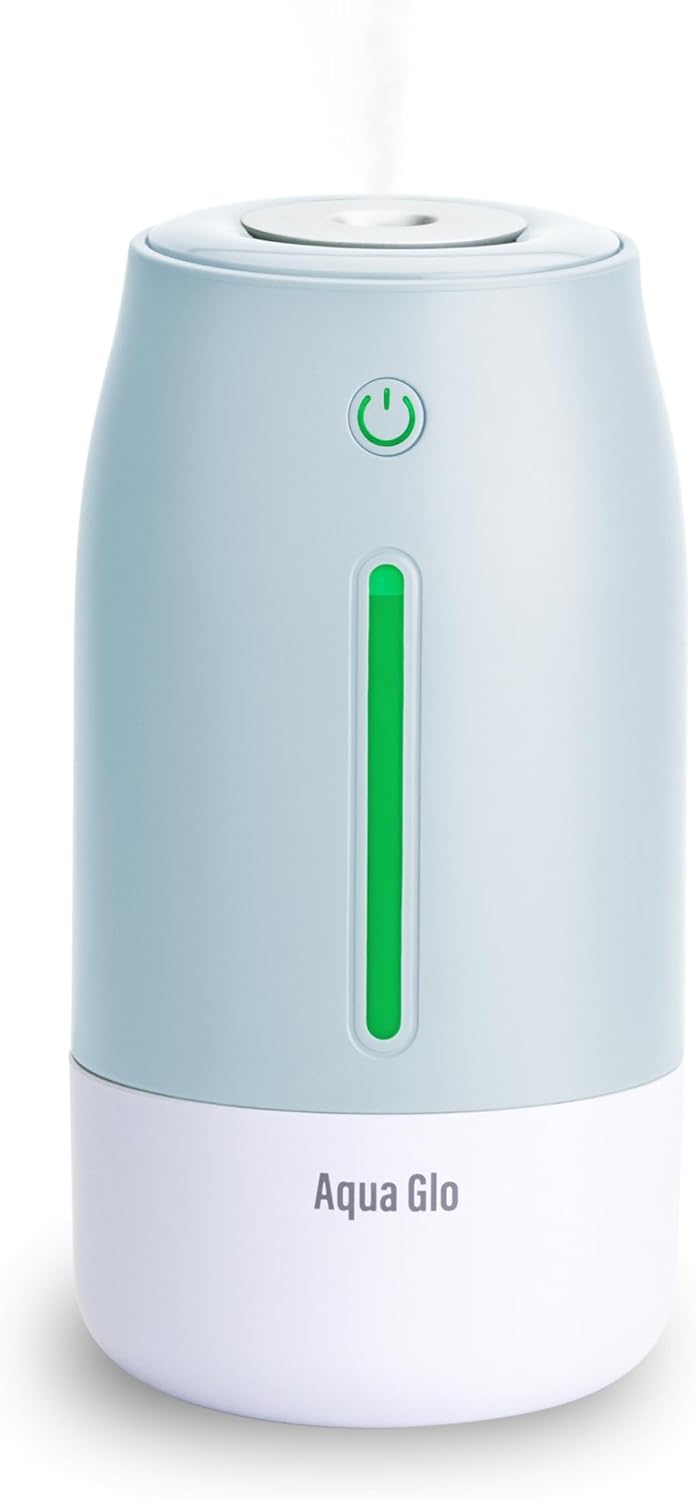 Aqua Glo Personal, Portable Humidifiers for Bedroom – Ultrasonic Cool Mist Humidifier with Built In Rechargeable Battery. Air Humidifier for Baby, Plants, Home, Office, Travel. Lavender